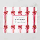Roze rode strikken Kerstmis Feestdagenkaart (Voorkant)