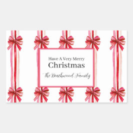 Roze rode strikken Kerstmis Rechthoekige Sticker
