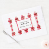 Roze rode strikken Kerstmis Rechthoekige Sticker (Envelop)