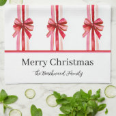 Roze rode strikken Kerstmis Theedoek (Gevouwen)