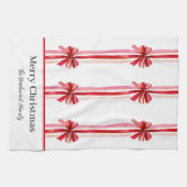 Roze rode strikken Kerstmis Theedoek (Horizontaal)