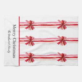 Roze rode strikken Kerstmis Theedoek