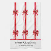 Roze rode strikken Kerstmis Theedoek (Verticaal)