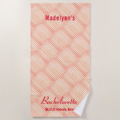 Roze Rode Stripe Partij voor het Weddenschap Strandlaken (Voorkant)