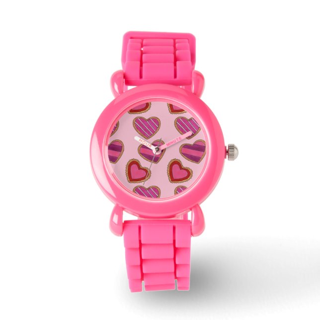 Roze rode suiker Valentijnsdag van de Koekjesliefd Horloge (Voorkant)