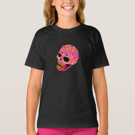 Roze rode suikerschedel t-shirt