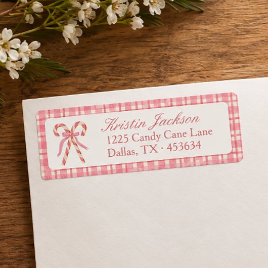 Roze & Rode Suikerstok Envelope Retour Etiket