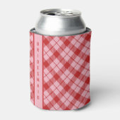 Roze + Rode Tartan  Blikjeskoeler (Blikje Voorkant)