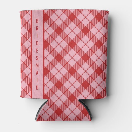 Roze + Rode Tartan  Blikjeskoeler (Voorkant)