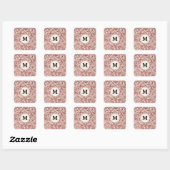  roze rode terrazzo Retro Patroon Vierkante Sticker (Vel)