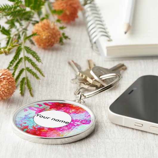 Roze rode textuur sleutelhanger (Zijkant)