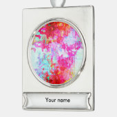 Roze rode textuur verzilverd banner ornament (Links)