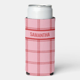 Roze + Rode Trendy Ruitjes Seltzer Blikjeskoeler