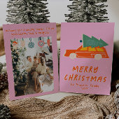  Roze Rode Truck Funky Abstracte Kerst Feestdagenkaart