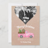 roze rode truck kerstboom hart foto feestdagenkaart (Voorkant)