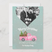 roze rode truck kerstboom hart foto feestdagenkaart (Voorkant)