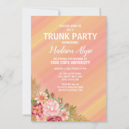 Roze Rode Tuin Floral Yellow College Trunk Party Kaart