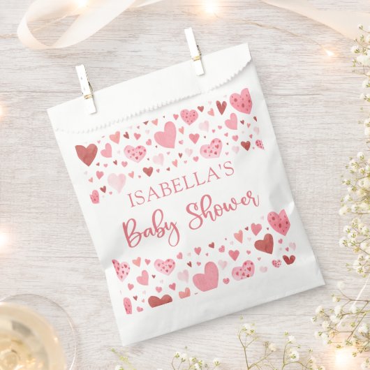 Roze Rode Valentijn Een Kleine Liefje Baby shower Bedankzakje (Geknipt)