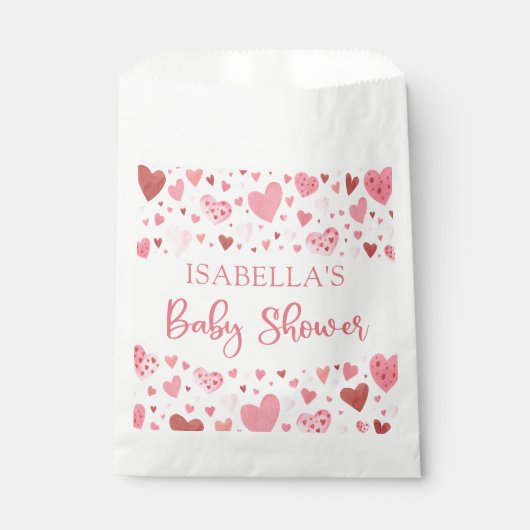 Roze Rode Valentijn Een Kleine Liefje Baby shower Bedankzakje (Voorkant)