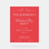 Roze Rode Valentijnsdag Feest Welkom Acryl Bord (Voorkant)