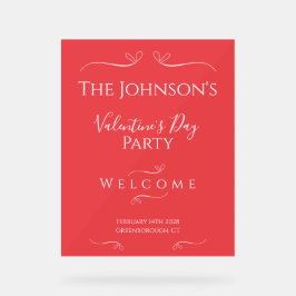 Roze Rode Valentijnsdag Feest Welkom Acryl Bord