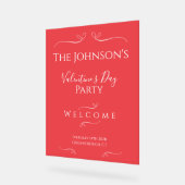 Roze Rode Valentijnsdag Feest Welkom Acryl Bord (Hoek)