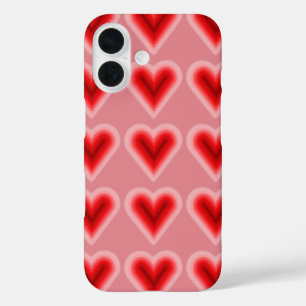 Roze & Rode Valentijnsdag Hart iPhone 16 Hoesje