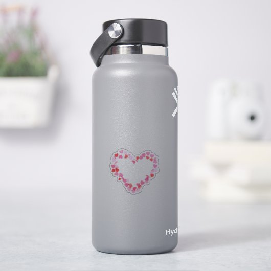 Roze Rode Verspreide Hart Confetti Liefdespatroon Sticker (HydroFlask)