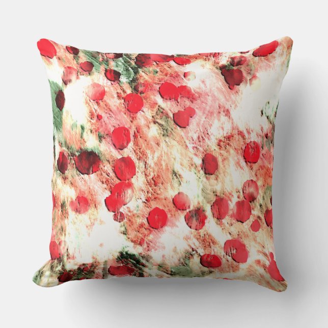 Roze Rode Vies Polka Dot Grunge Kussen (Voorkant)