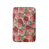 Roze Rode Vintage Bloempatroon op Roze Rose Gold Badmat (Voorkant Verticaal)