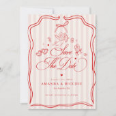 Roze & Rode Vintage Cupido  Save The Date (Voorkant)
