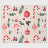 Roze rode vintage kerst cadeaupapier (Vlak)