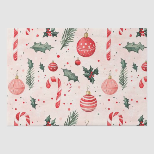 Roze rode vintage kerst tissuepapier (Voorkant)