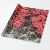 Roze rode visbladeren herfstmuur cadeaupapier (Uitgerold)