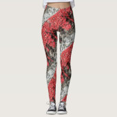 Roze rode visbladeren herfstmuur leggings (Voorkant)