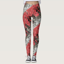 Roze rode visbladeren herfstmuur leggings
