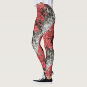 Roze rode visbladeren herfstmuur leggings (Links)