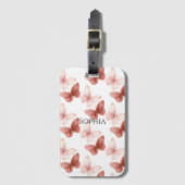 Roze Rode Vlinders Bagagelabel (Voorkant (verticaal))