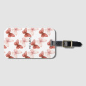 Roze Rode Vlinders Bagagelabel (Voorkant (horizontaal))