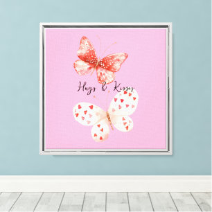 Roze Rode Vlinders houden van Canvas Afdruk