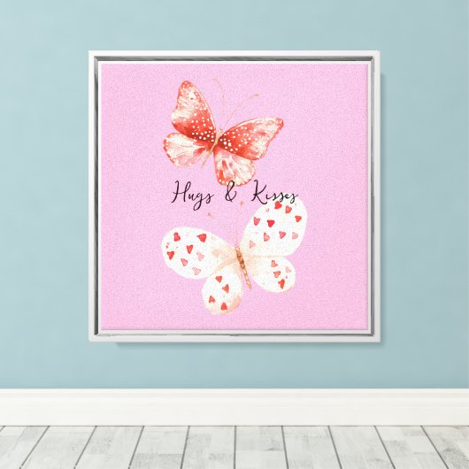 Roze Rode Vlinders houden van Canvas Afdruk (Insitu (Houten vloer))