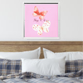 Roze Rode Vlinders houden van Canvas Afdruk (Insitu (Slaapkamer))