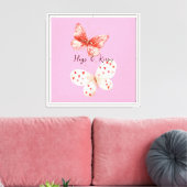 Roze Rode Vlinders houden van Canvas Afdruk (Insitu (Woonkamer))