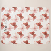 Roze Rode Vlinders   Sherpa Deken (Voorkant (horizontaal))