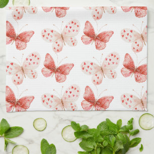 Roze Rode Vlinders Theedoek