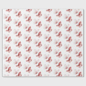 Roze Rode Vlinders Verjaardag Cadeaupapier (Vlak)