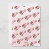  roze rode vrachtwagen kerstboom Merry Feestdagenkaart (Achterkant)