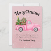  roze rode vrachtwagen kerstboom Merry Feestdagenkaart (Voorkant)
