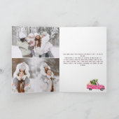  roze rode vrachtwagen kerstboom roze foto feestdagen kaart (Binnen)