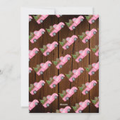  roze rode vrachtwagen kerstboomfoto feestdagenkaart (Achterkant)